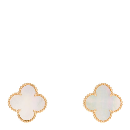 Van Cleef & Arpels 18K Yellow Gold Mother of Pearl Magic Alhambra Earrings 1 of 5