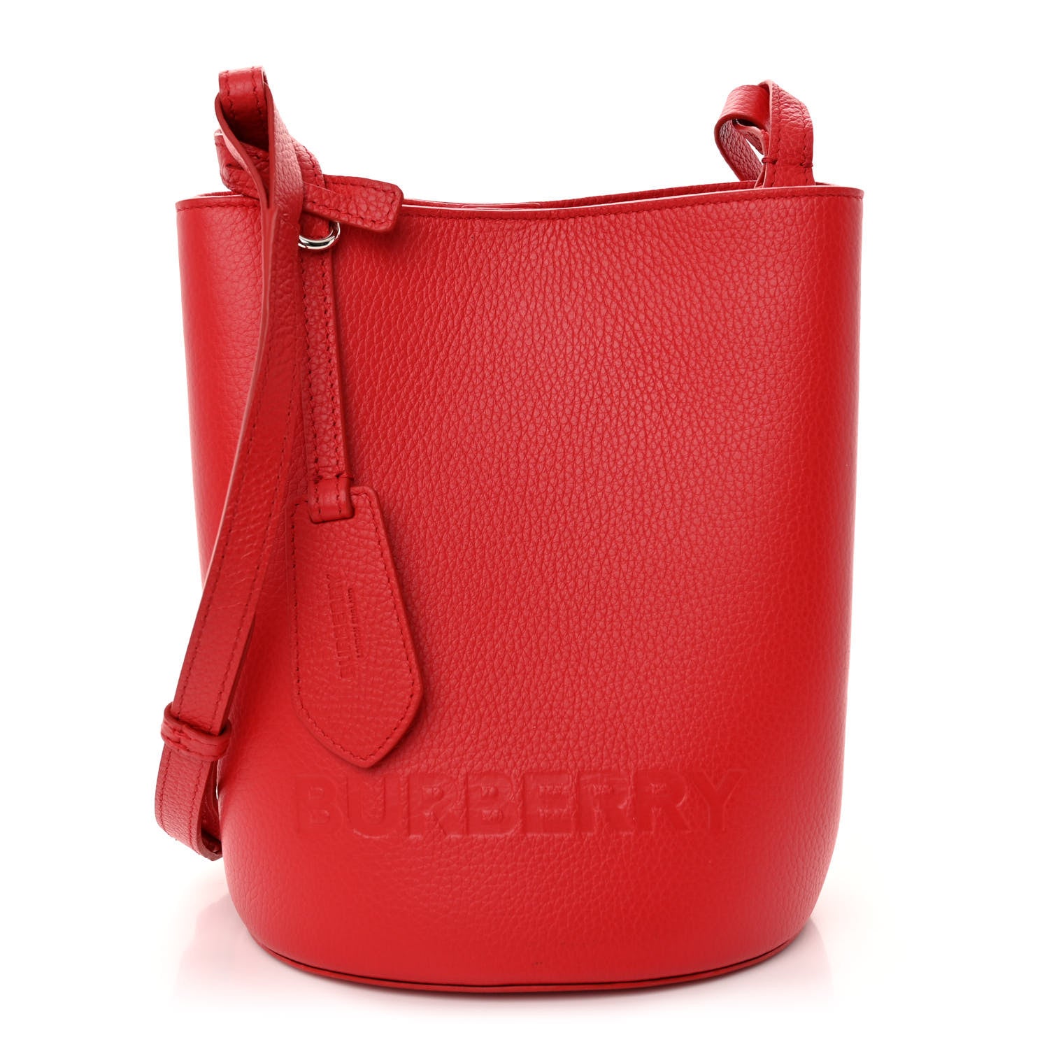 Burberry Pebbled Calfskin Logo Small Lorne Bucket Crossbody Red 1 of 9