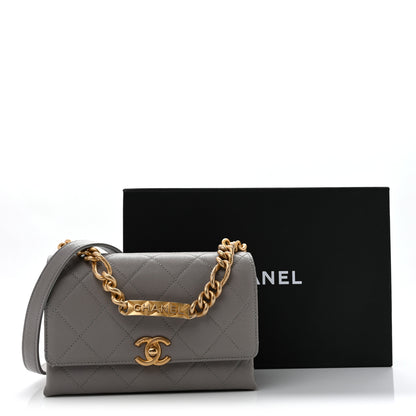 Chanel Caviar Quilted Mini Bracelet On Chain Flap Grey 16 of 16