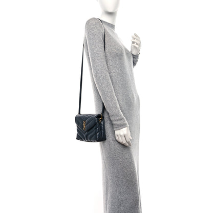 Saint Laurent Calfskin Y Quilted Monogram Toy Loulou Crossbody Bag Dark Smog 2 of 10