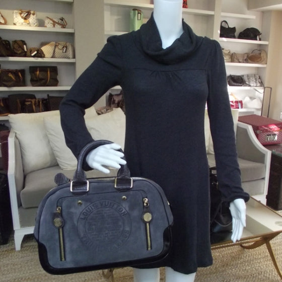 Louis Vuitton Suede Stamped Havane Bowler GM Grey 2 of 8