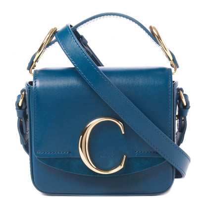 Chloe Shiny Calfskin Suede Mini C Double Carry Blue 1 of 7