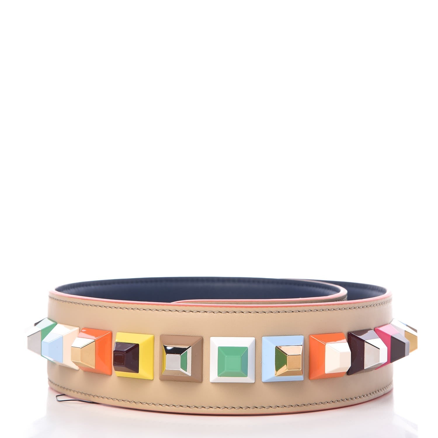 Fendi Vitello Century Plexiglass Bi-Color Studded Strap You Amido Blu Scuro 2 of 5