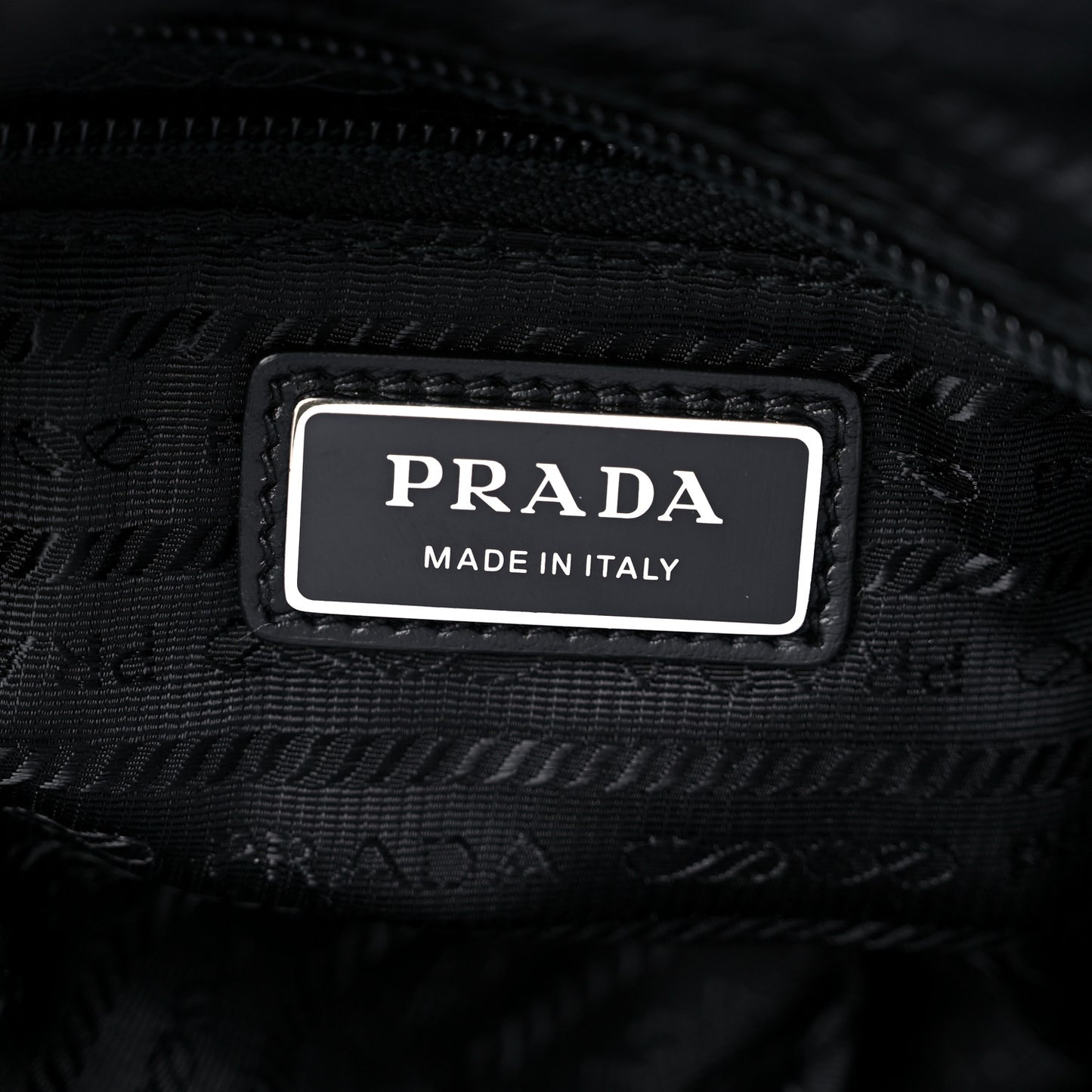 Re-Nylon Vitello Metal Triangle Logo Sling Backpack Black