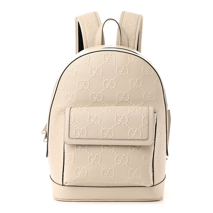 Gucci Calfskin GG Tennis Embossed Backpack Mystic White Black 1 of 11