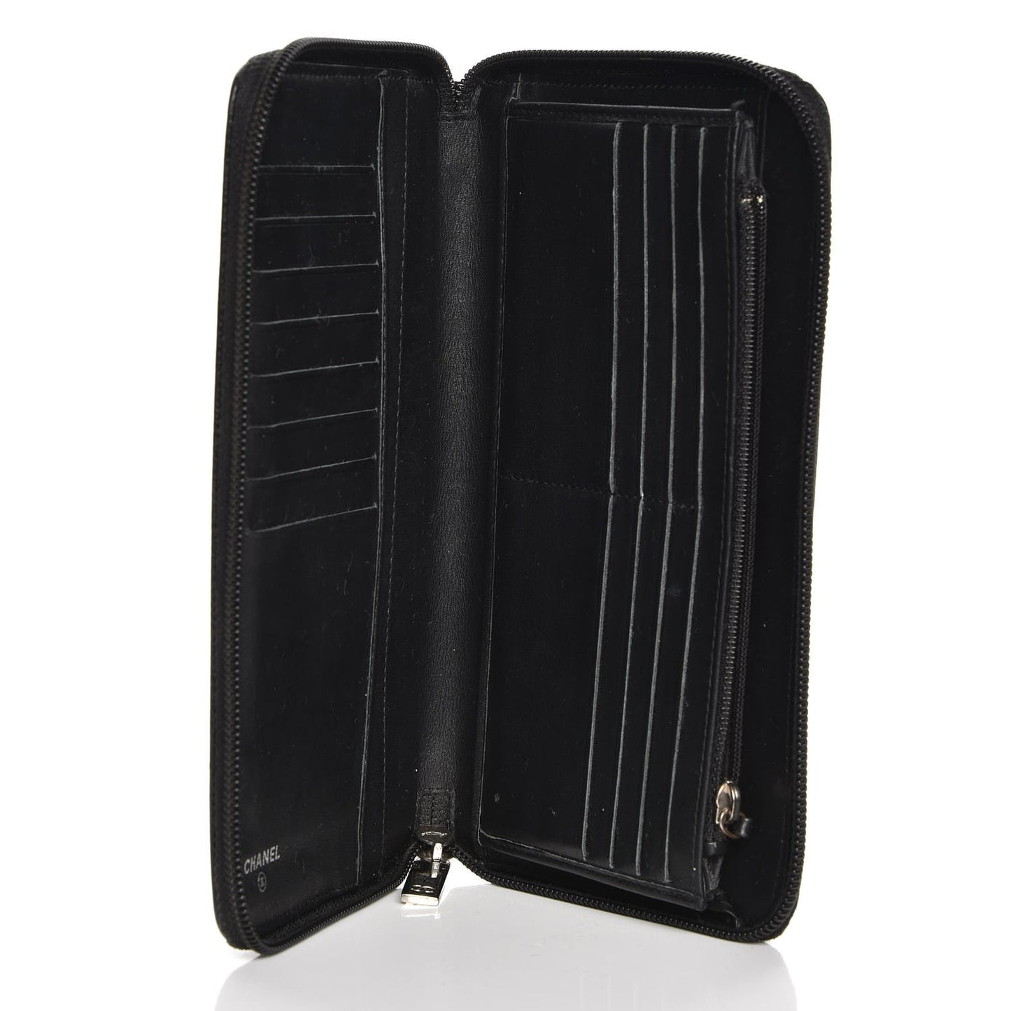 Caviar CC Timeless Large Zip Around Wallet Black