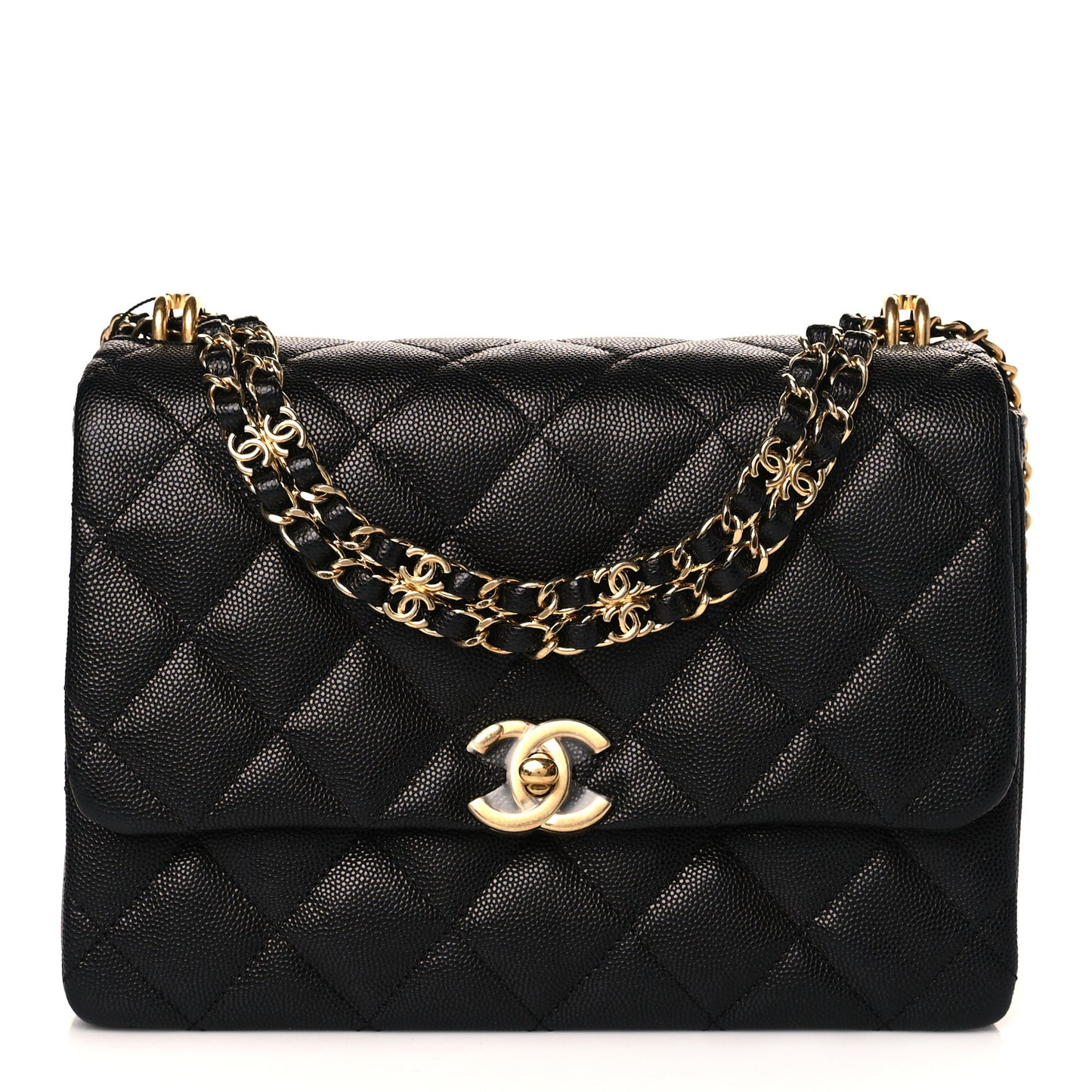 Caviar Quilted Coco First Flap Black
