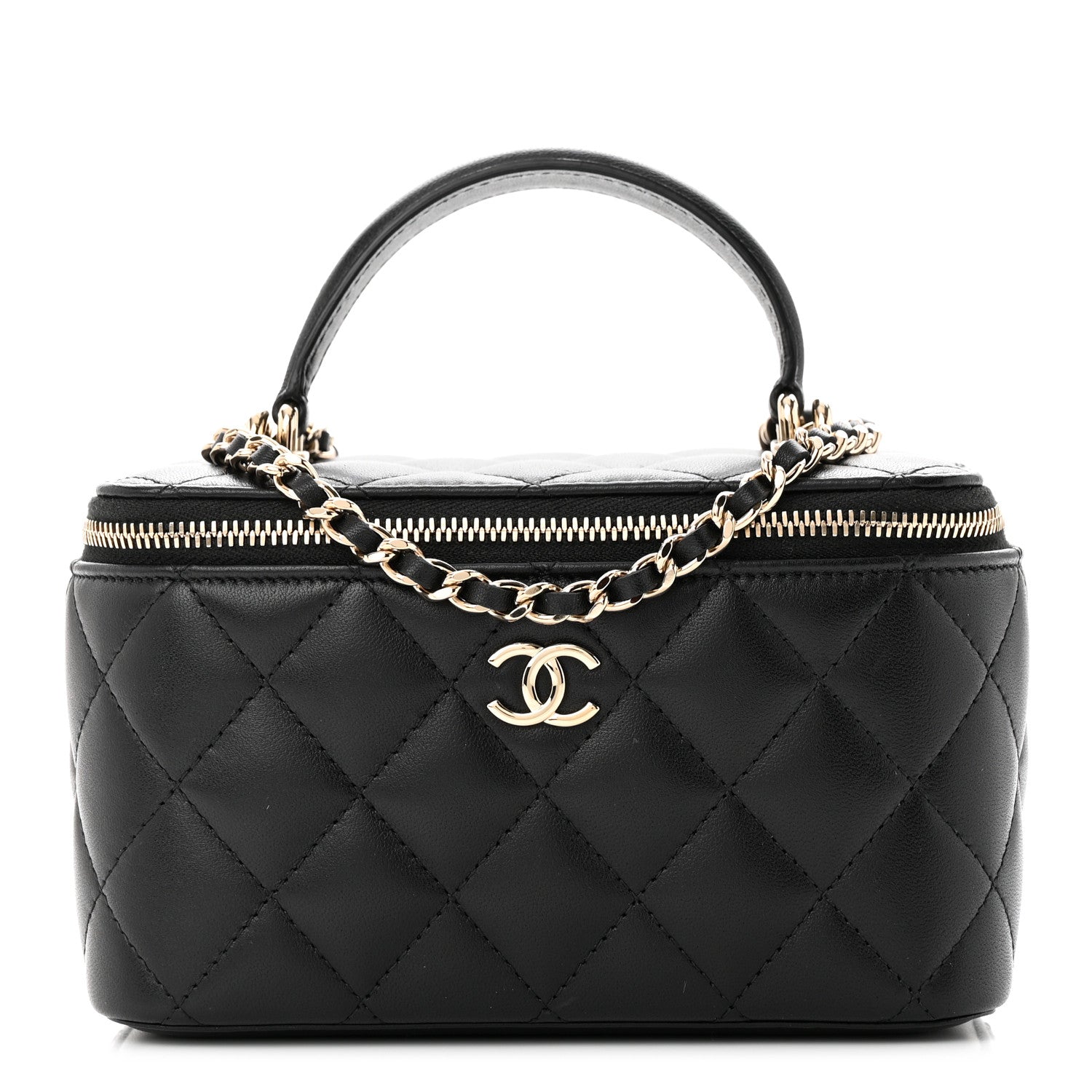 Chanel Lambskin Quilted Small Vanity Case With Chain Black 1 of 11