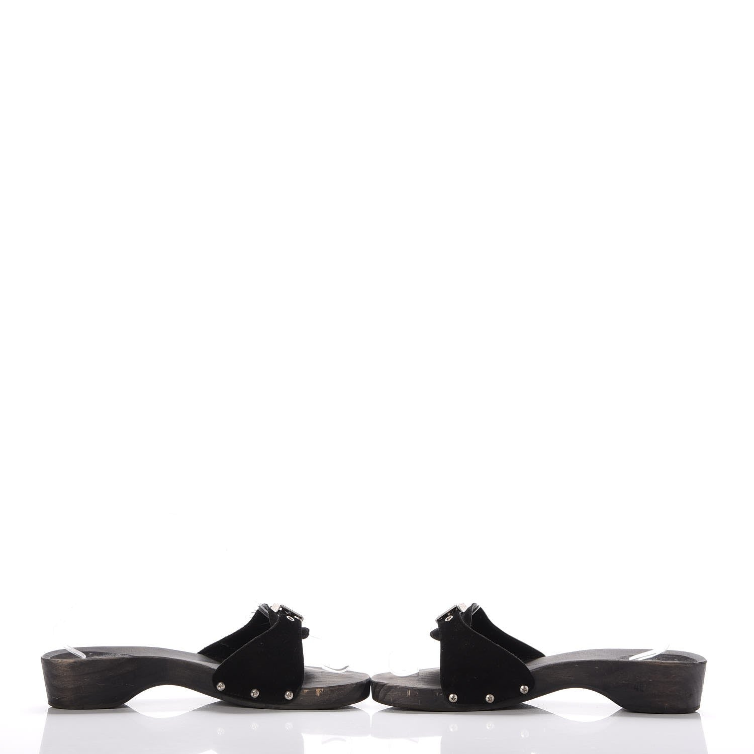 Chanel Suede CC Buckle Clogs 40 Black 7 of 11