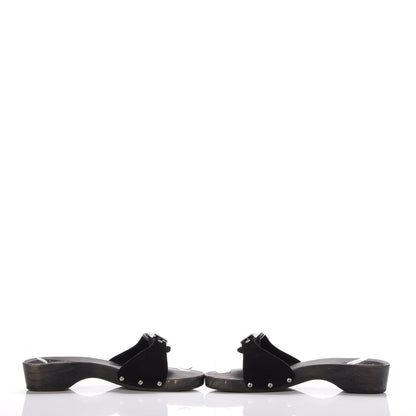 Chanel Suede CC Buckle Clogs 40 Black 7 of 11