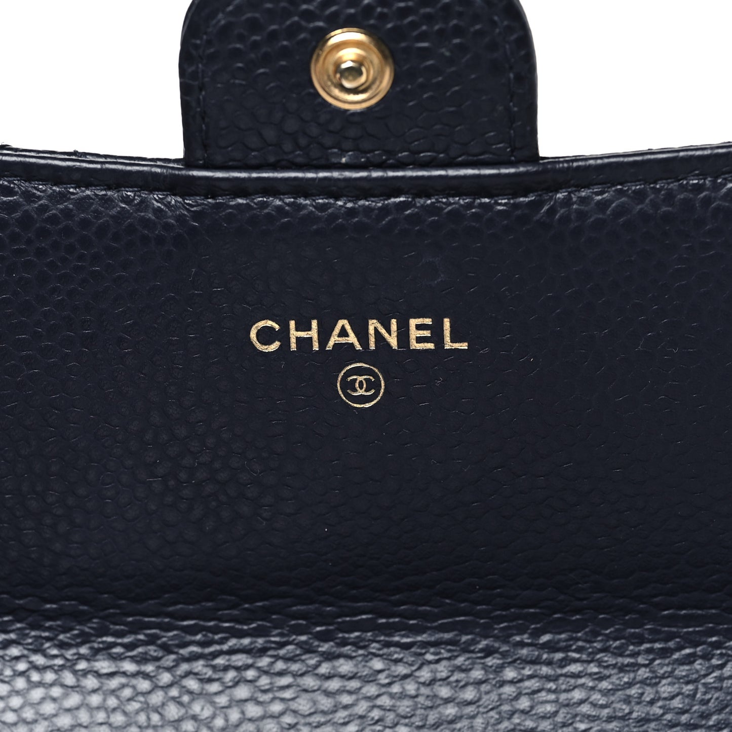 Caviar Quilted Large Gusset Flap Wallet Navy