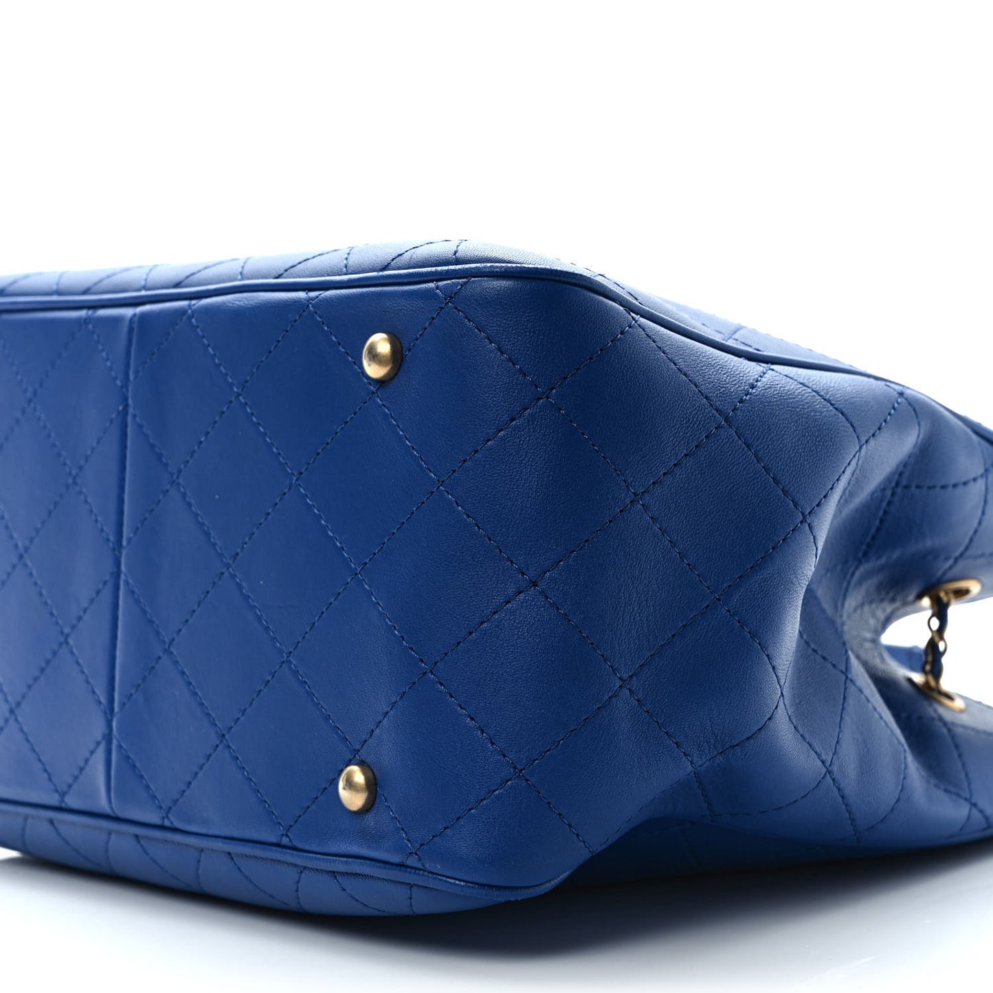 Calfskin Stitched Egyptian Amulet Drawstring Bag Blue