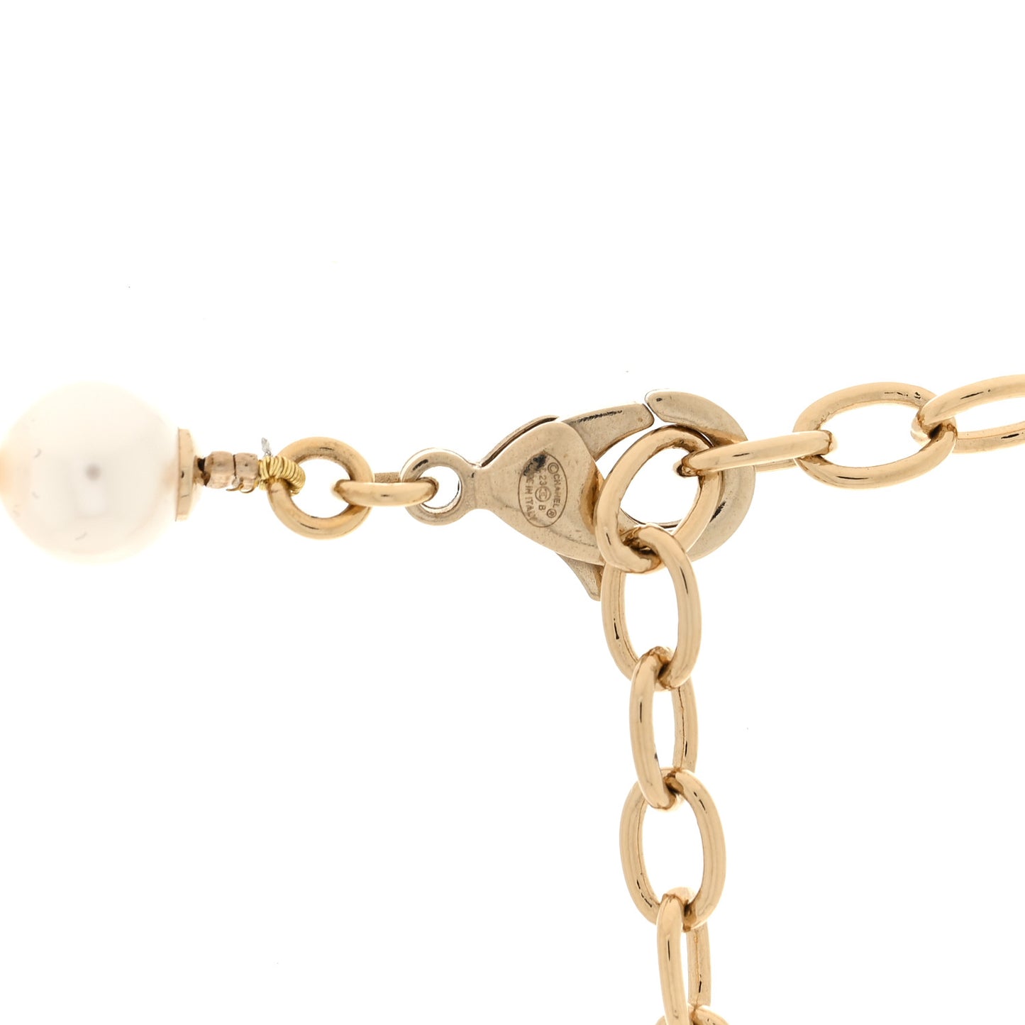 Pearl Crystal Logo Choker Gold Pearly White