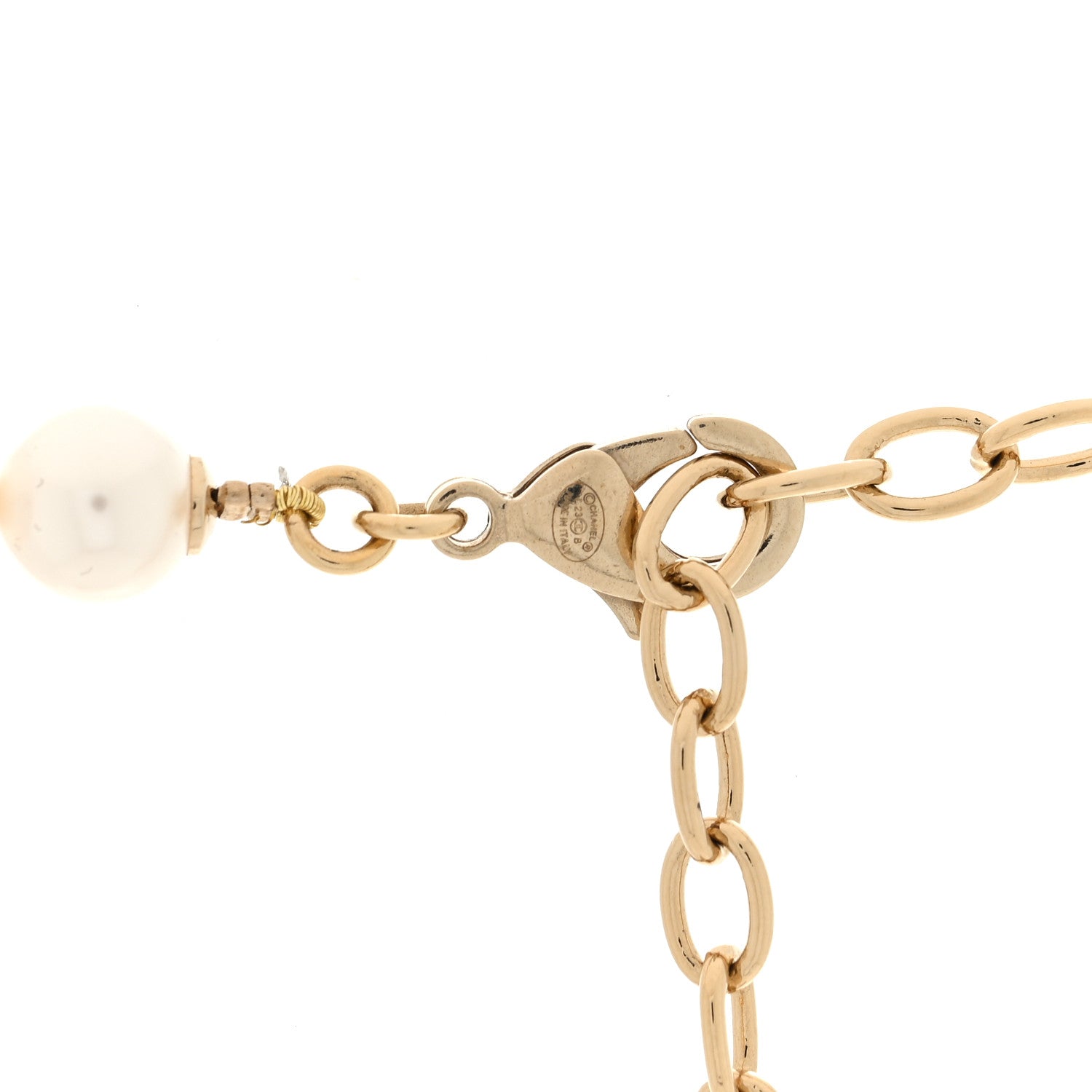 Chanel Pearl Crystal Logo Choker Gold Pearly White 3 of 5