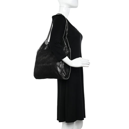 Stella McCartney Metallic Shaggy Deer Falabella Fold Over Tote Black 2 of 9