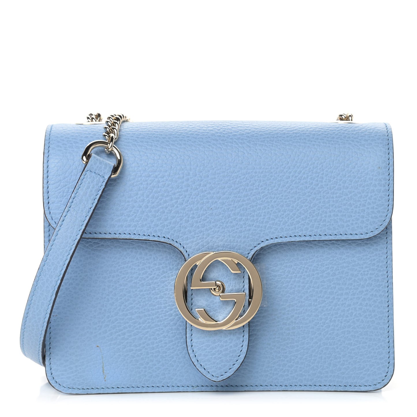 Dollar Calfskin Small Interlocking G Shoulder Bag Mineral Blue