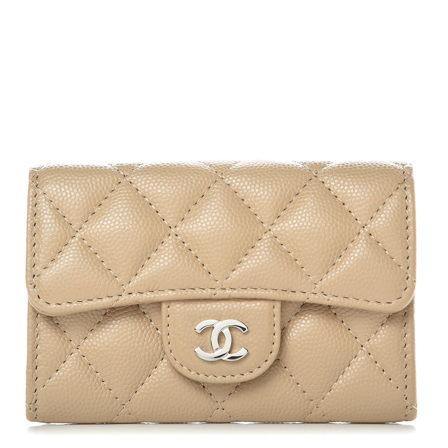 Chanel Caviar Quilted Flap Card Holder Beige 1 of 11
