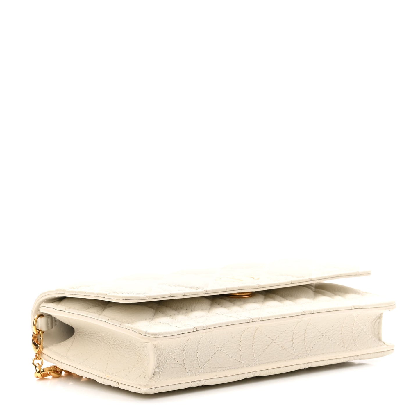 Supple Calfskin Caro Pouch with Chain Latte