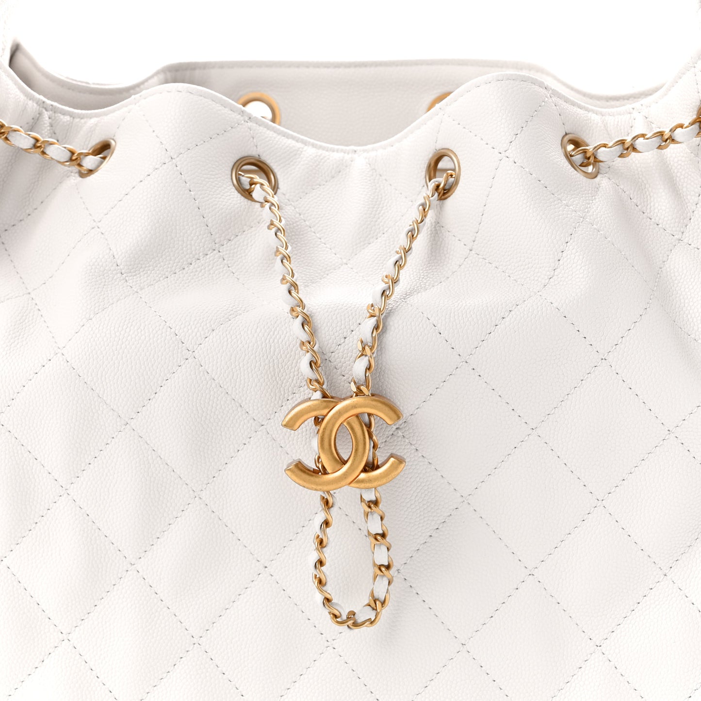 Caviar Quilted Medium Chanel 25 Handbag White