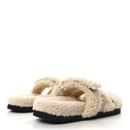 Hermes Woolskin Womens Chypre Sandals 35 Ecru 4 of 8