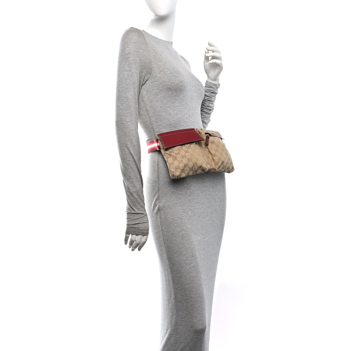 GG Monogram Double Pocket Belt Bag Red