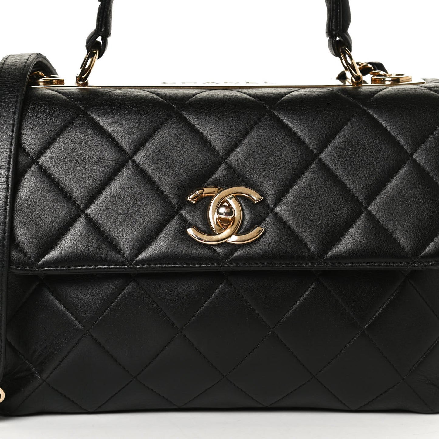 Lambskin Quilted Small Trendy CC Dual Handle Flap Bag Black