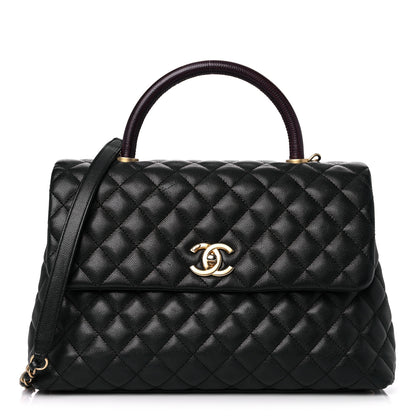 Chanel Caviar Lizard Quilted Medium Coco Handle Flap Black 1 of 16