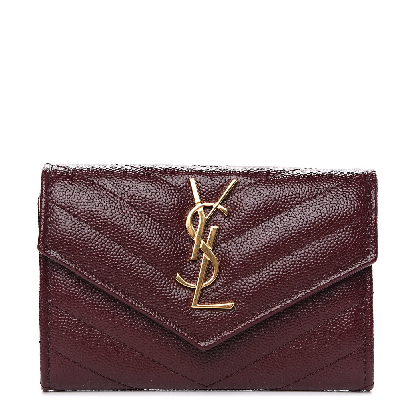 Grain De Poudre Matelasse Chevron Small Monogram Envelope Wallet Burgundy