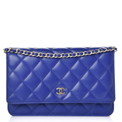 Chanel Lambskin Quilted Wallet On Chain WOC Blue Fonce 1 of 11