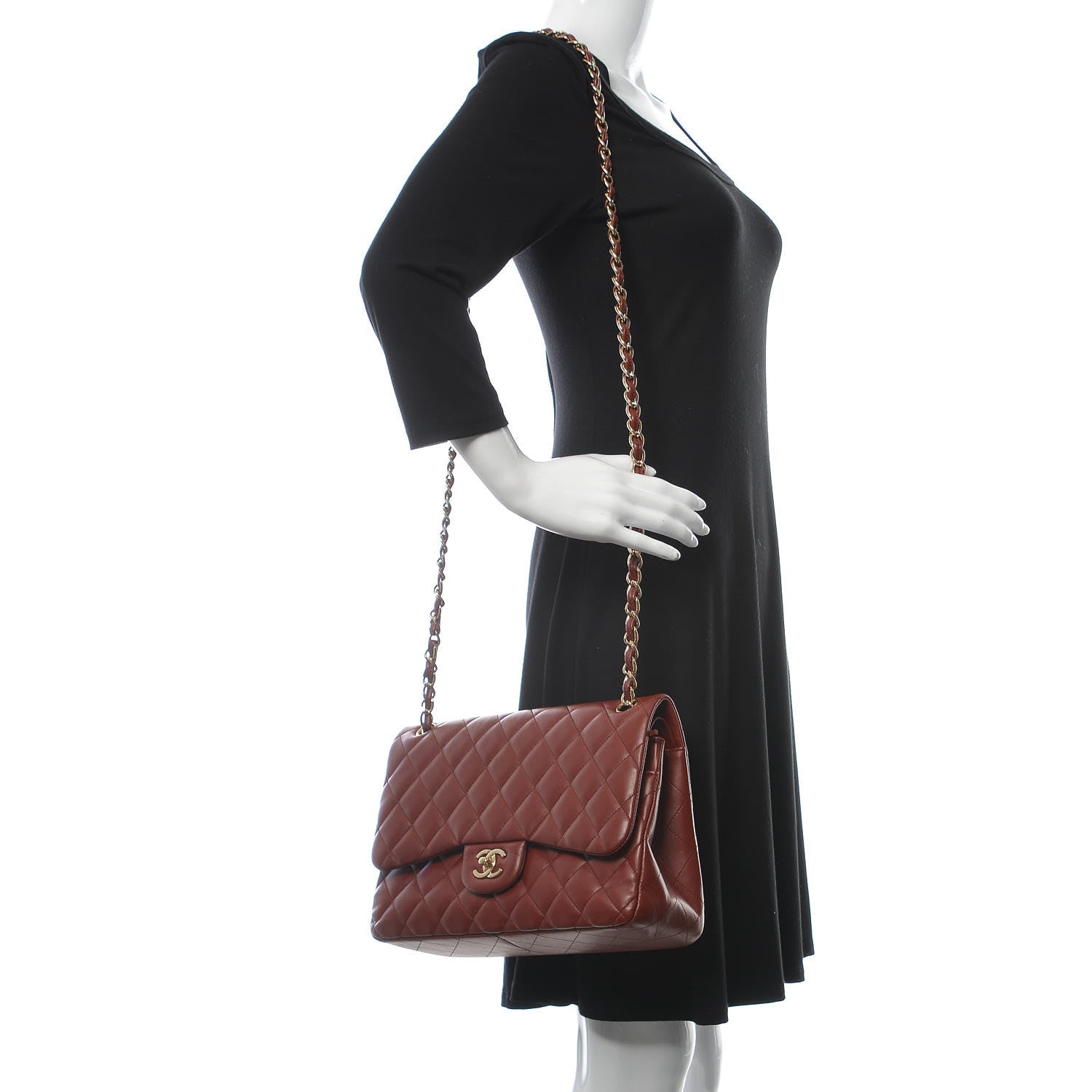 Chanel Lambskin Quilted Jumbo Double Flap Burgundy 3 of 10