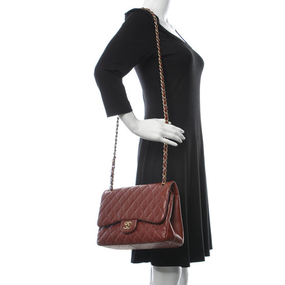 Chanel Lambskin Quilted Jumbo Double Flap Burgundy 3 of 10