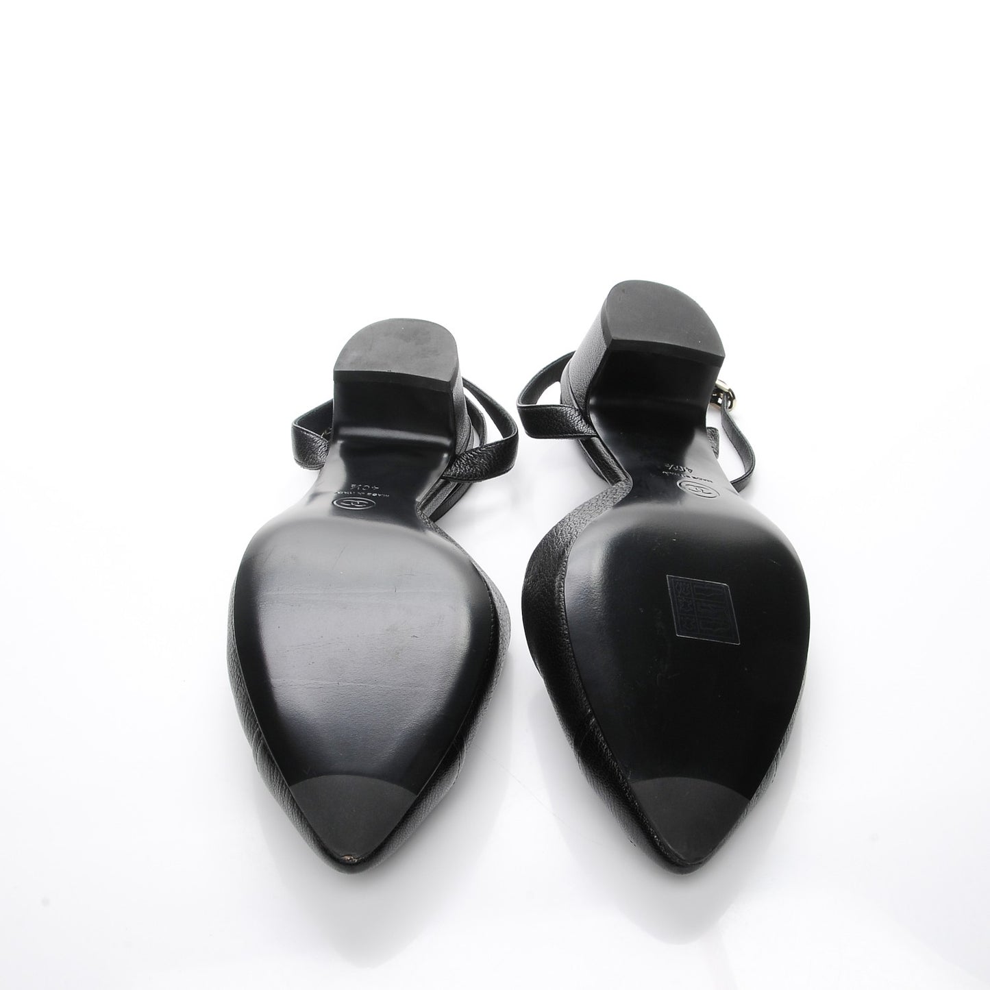 Goatskin Cap Toe CC Slingback Sandals 40.5 Black