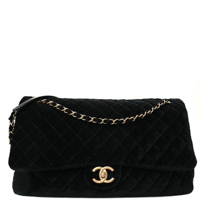 Chanel Suede Quilted XXL Travel Flap Bag Black 1 of 10