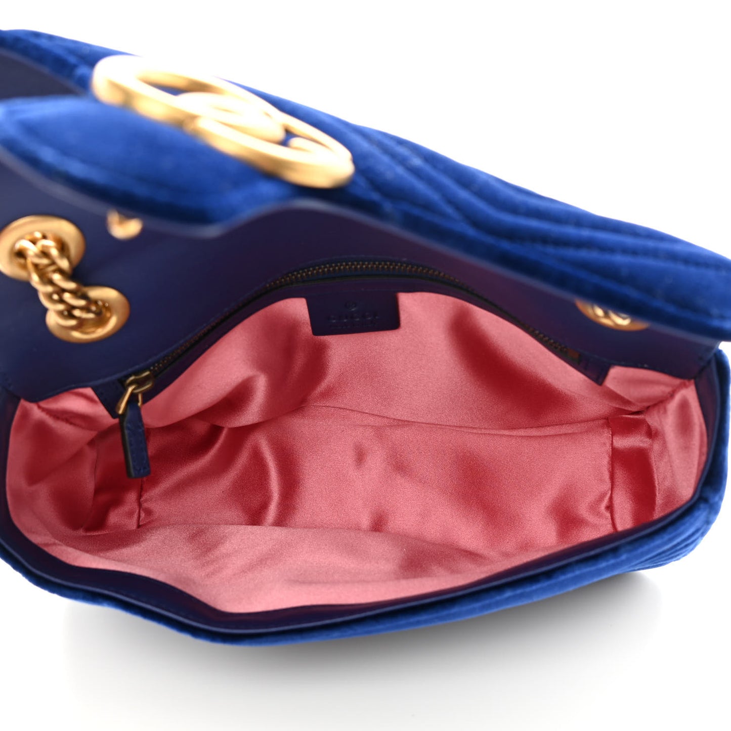 Velvet Matelasse Small GG Marmont Shoulder Bag Cobalt Blue