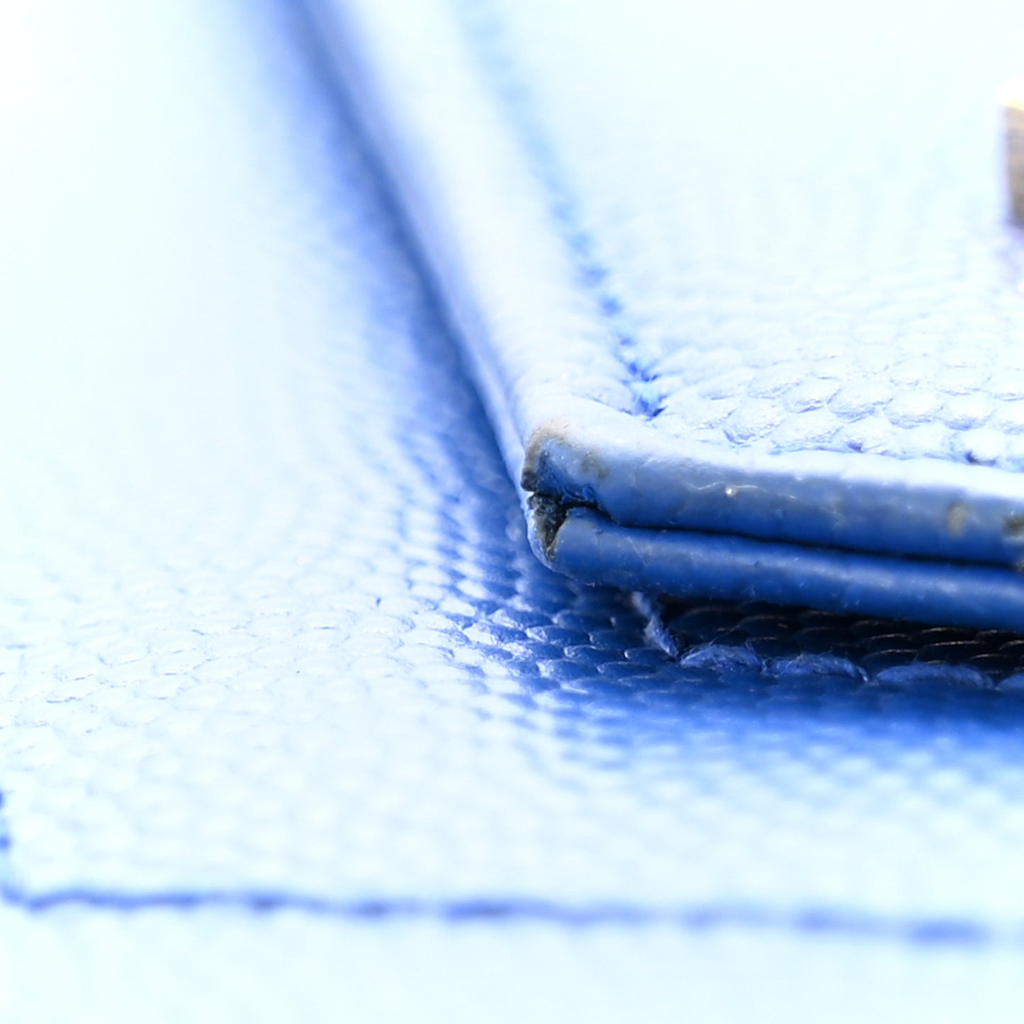 Grain De Poudre Matelasse Chevron Monogram Chain Wallet Blue Majorelle