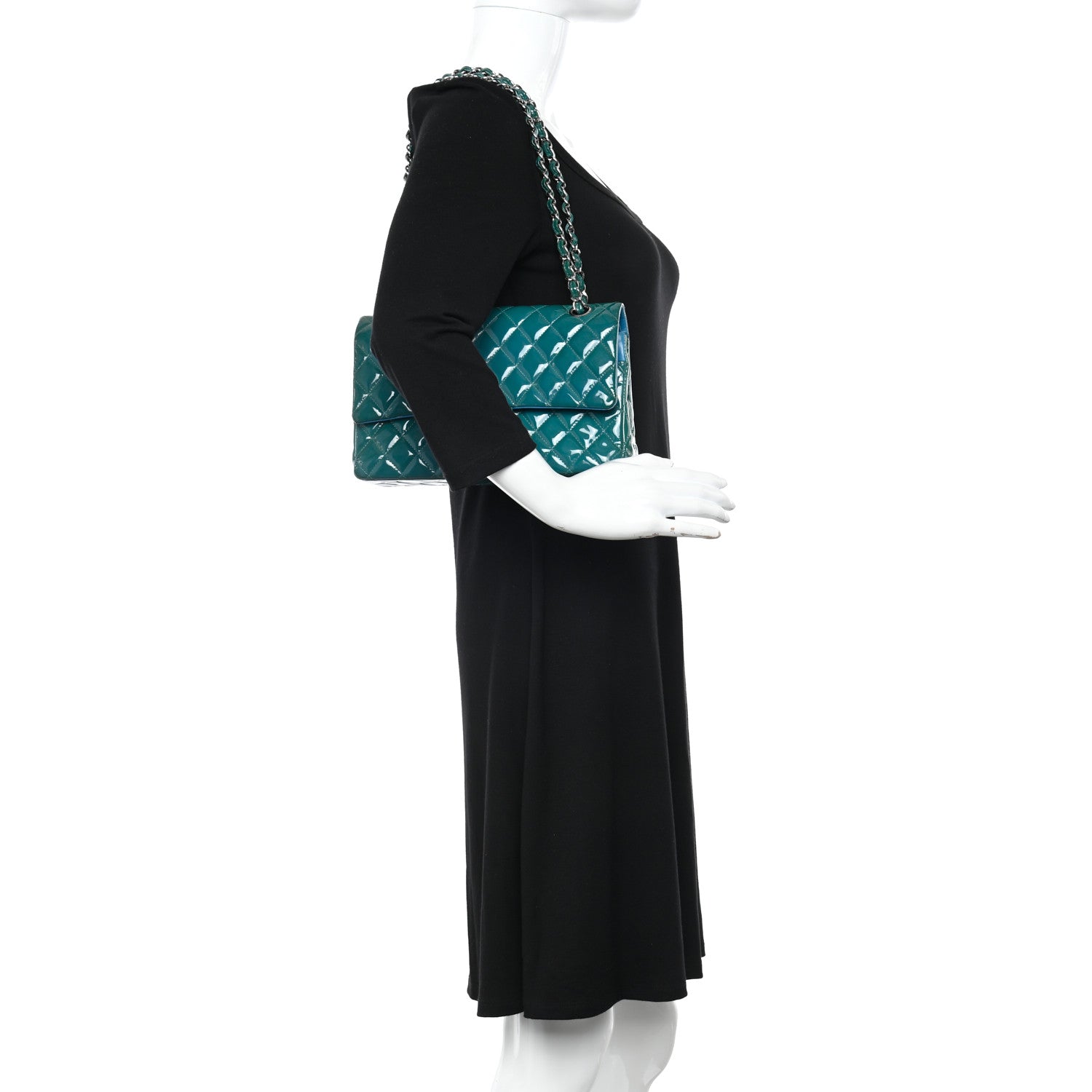 Chanel Patent Quilted Medium Double Flap Turquoise 2 of 12