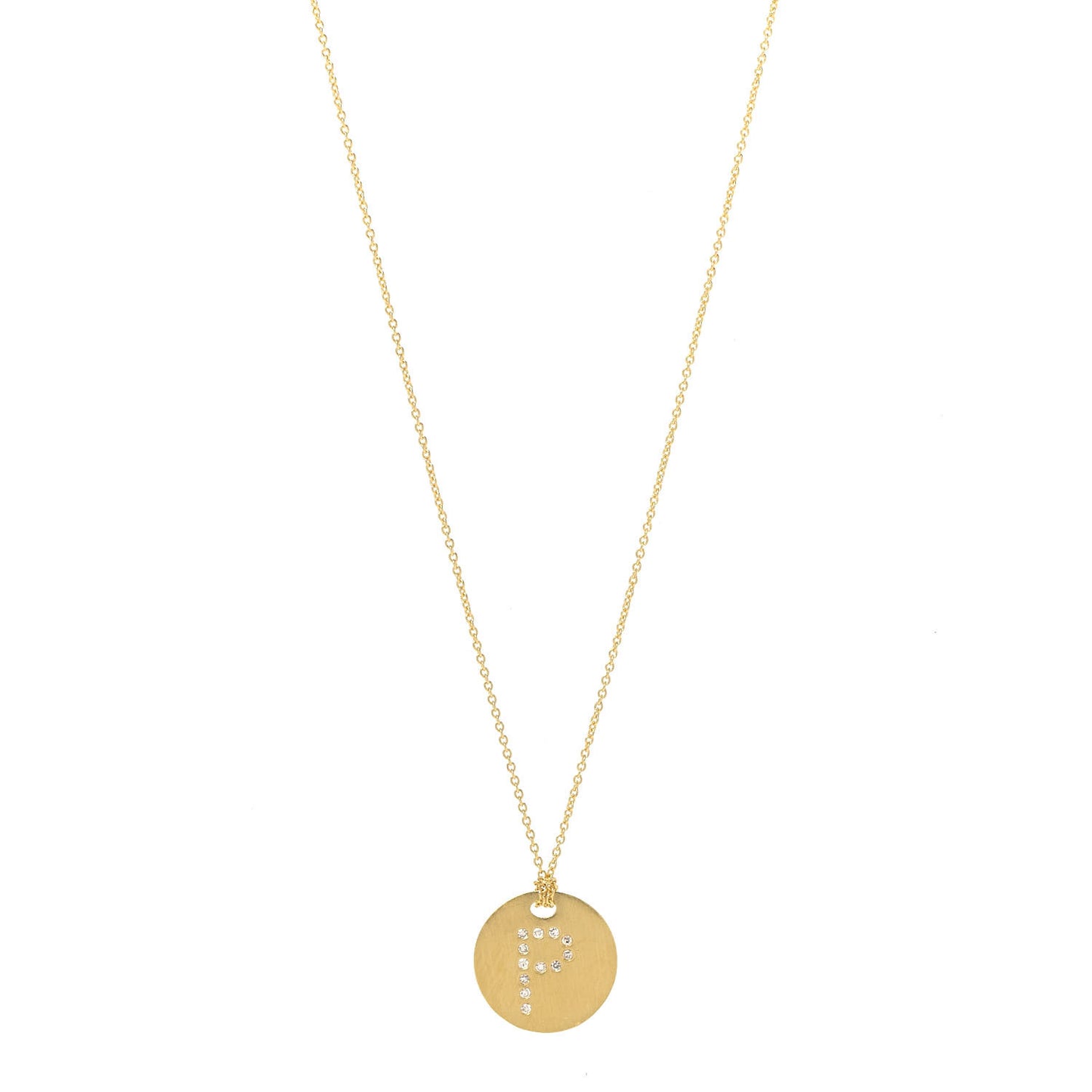 18K Yellow Gold Diamond Tiny Treasures Initial P Pendant Necklace