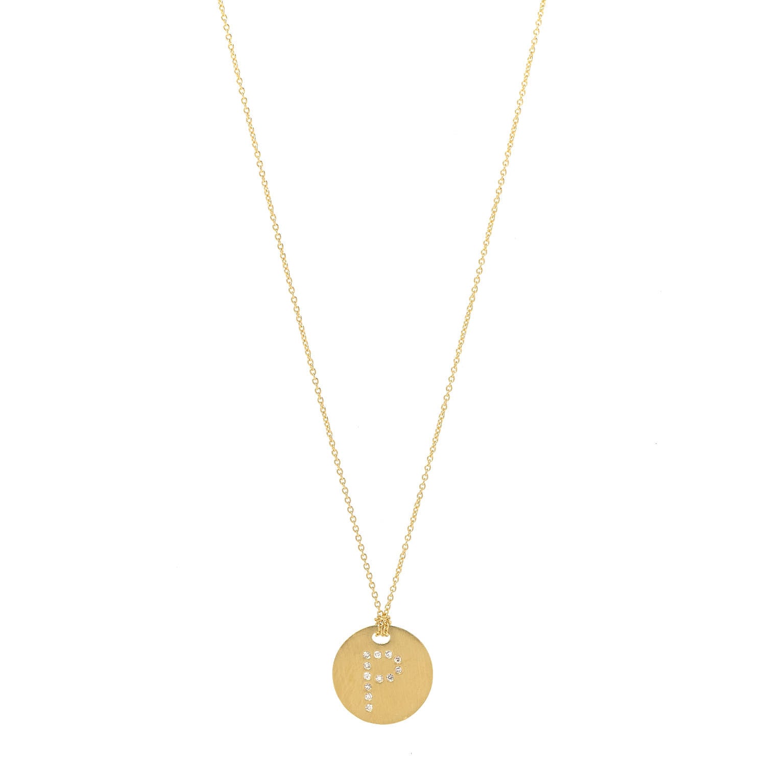 Roberto Coin 18K Yellow Gold Diamond Tiny Treasures Initial P Pendant Necklace 1 of 6