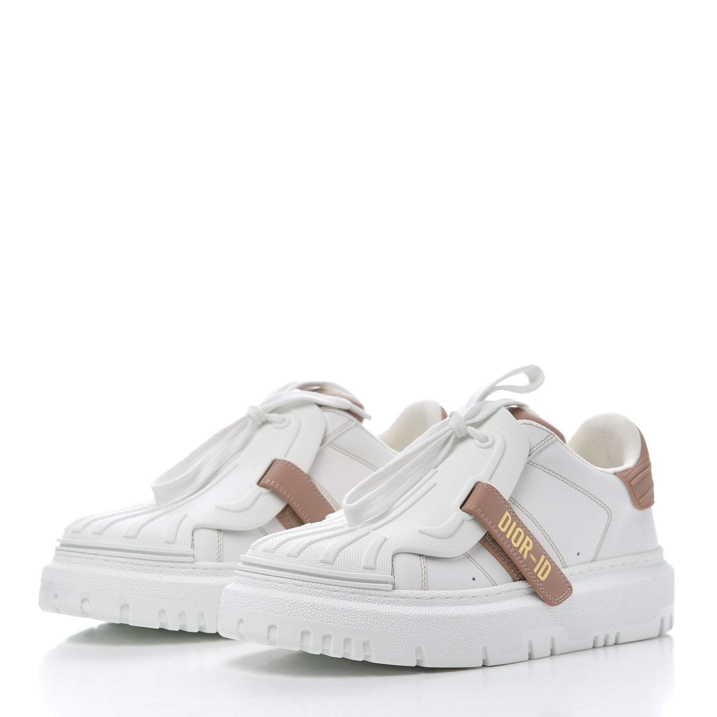 Calfskin Bi-Color Dior-ID Platform Sneakers 37 White Nude