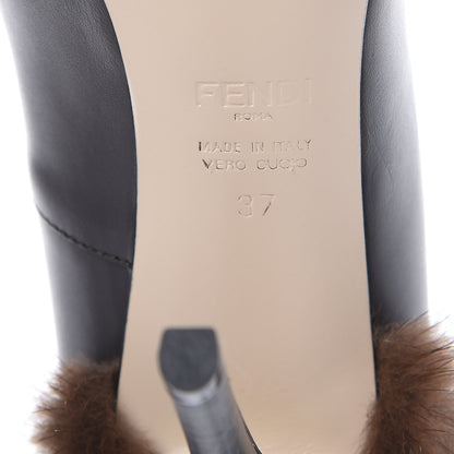 Fendi Calfskin Mink Fur Decollete Pumps 37 Ebano 7 of 11