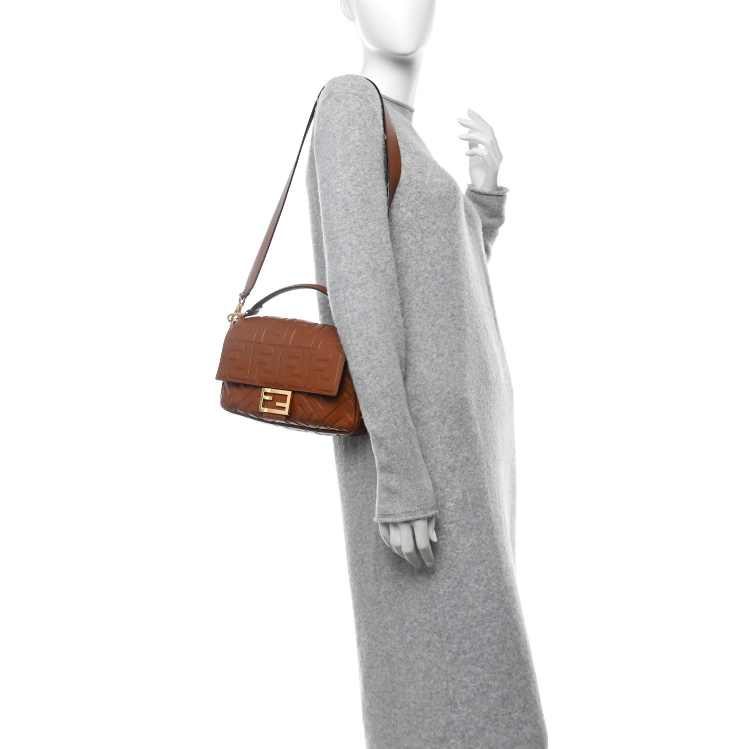 Fendi Nappa FF 1974 Embossed Baguette Coloniale 2 of 11
