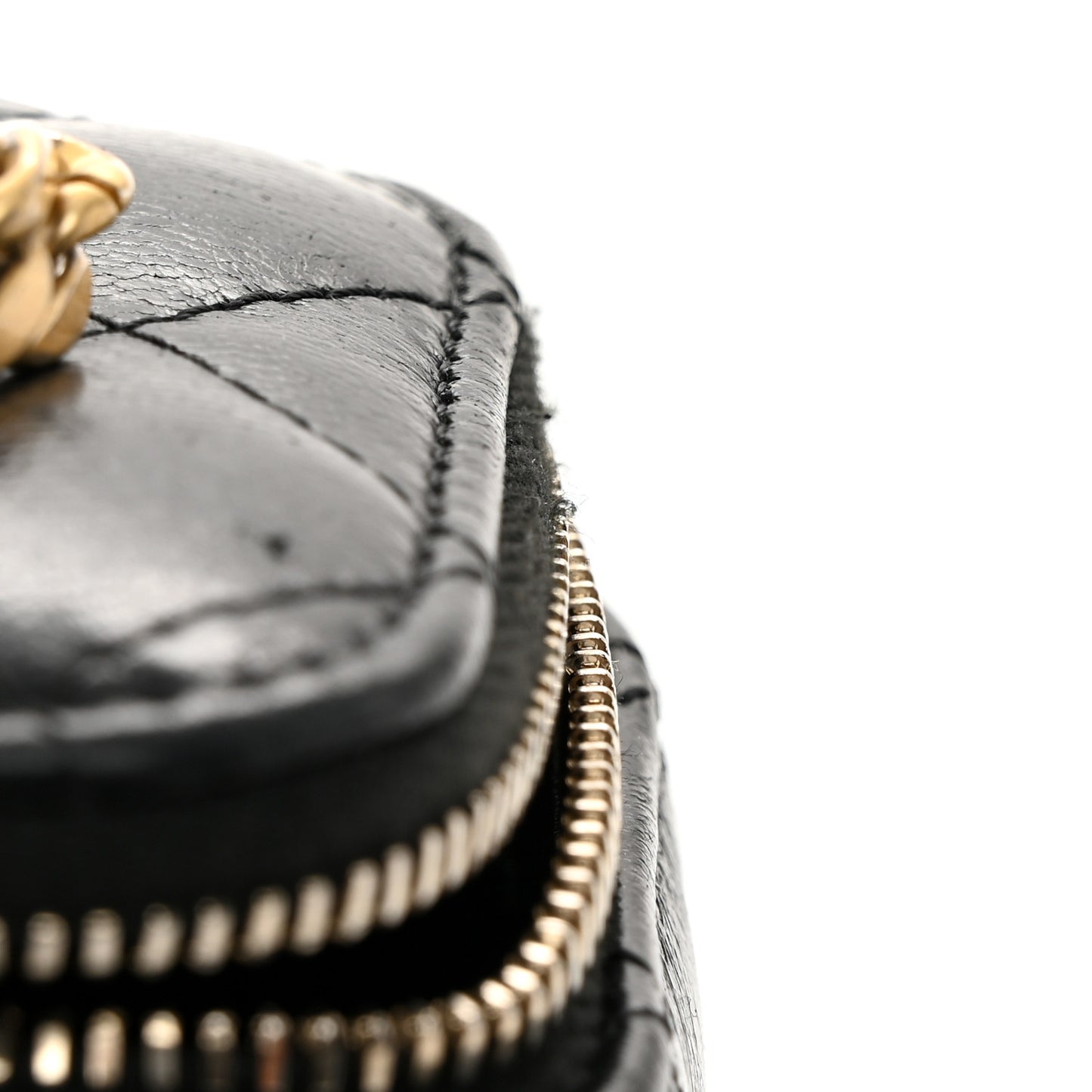 Lambskin Quilted Small Pillow Crush Vanity Case With Chain Black