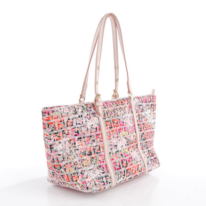 Fendi Zucchino Vitello Floral Forever Shopper Tote Rosa Papaya Rosa Confetto 3 of 11