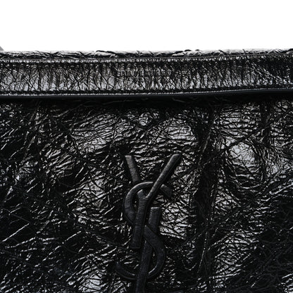 Saint Laurent Crinkled Calfskin Matelasse Monogram Baby Niki Chain Satchel Black 8 of 10