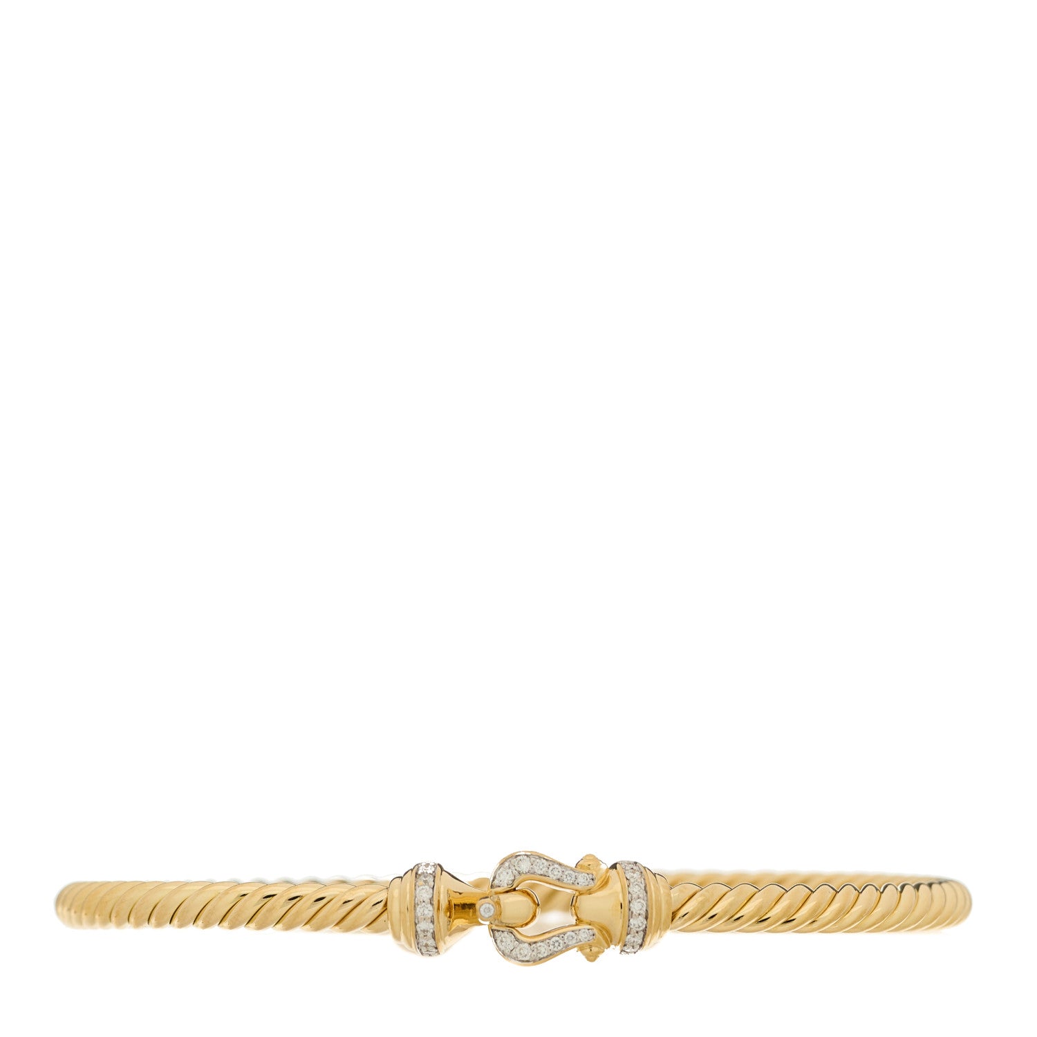 David Yurman 18K Yellow Gold Diamond 3.5mm Cable Buckle Bracelet 1 of 4