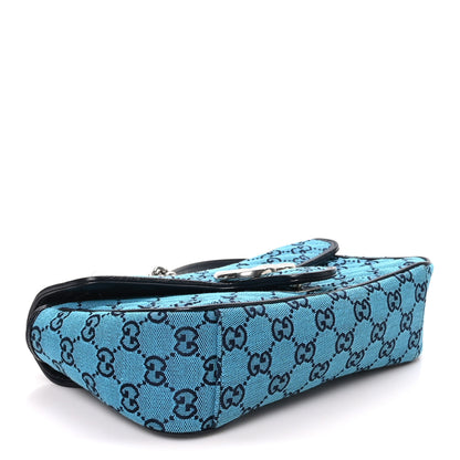 Gucci Monogram Multicolor Matelasse Diagonal Small GG Marmont Shoulder Bag Light Blue 4 of 10