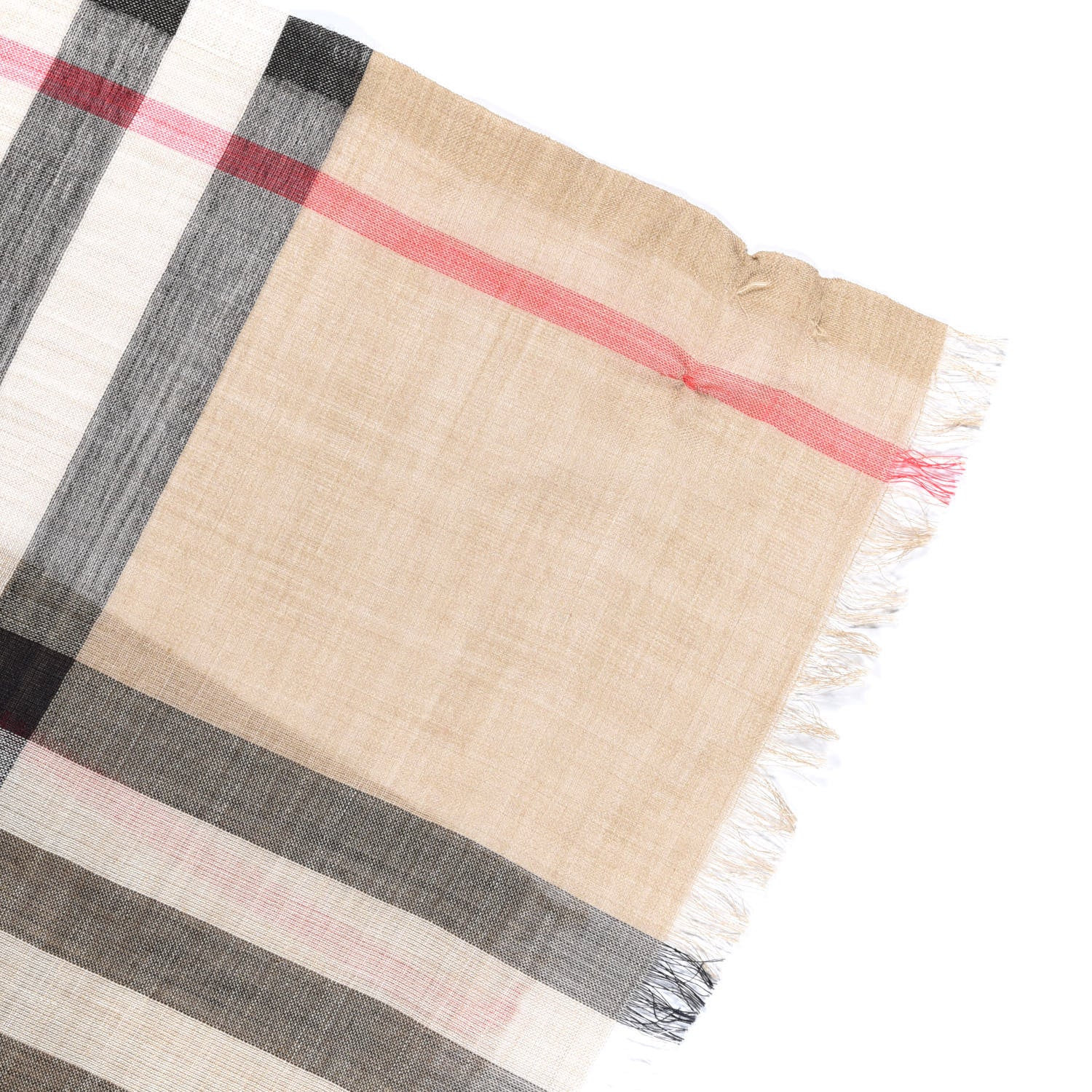 Burberry Linen Giant Check Lightweight Scarf Camel 4 of 4