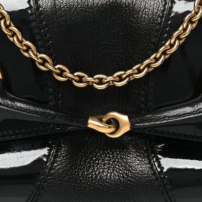 Gucci Goatskin Patent Horsebit Chain Clutch  Black 8 of 11