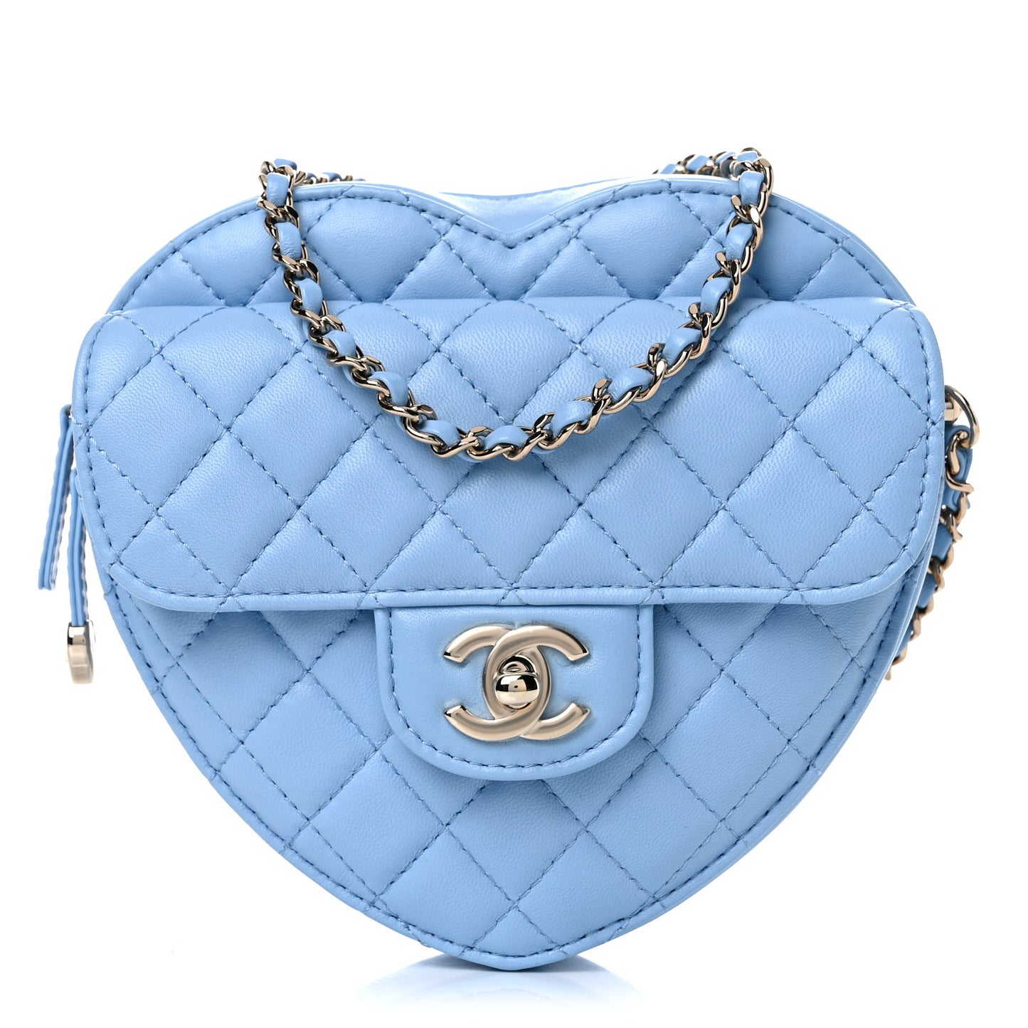 Lambskin Quilted CC In Love Heart Bag Light Blue
