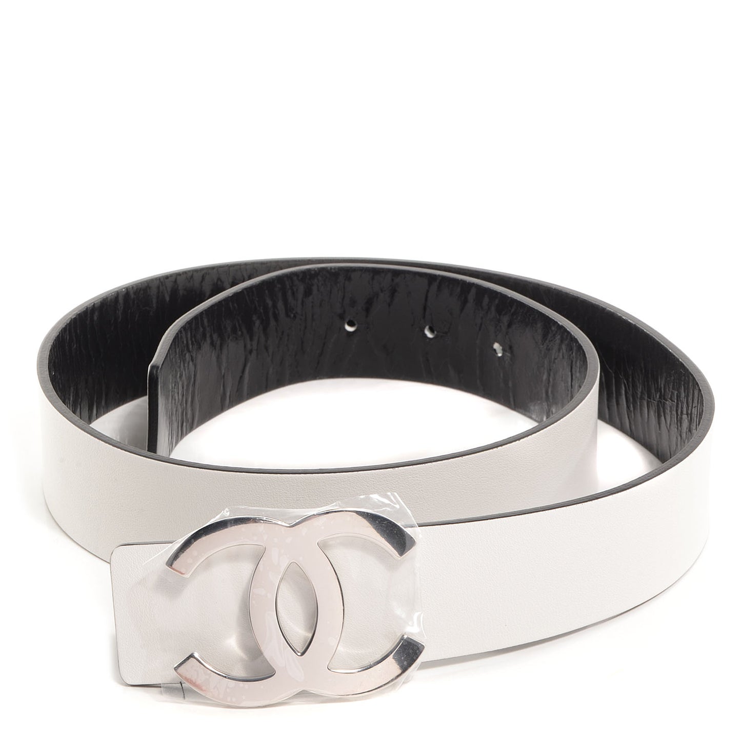 Reversible Leather CC Logo Belt 75 White Black